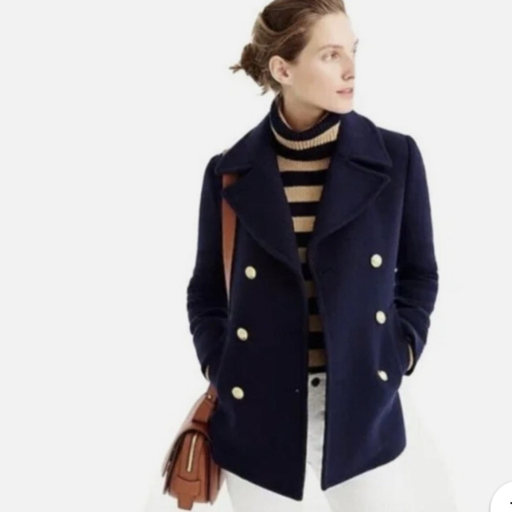 🔥CLASSIC NAVY PEA COAT🔥sz 6 JCREW price firm! - Picture 1 of 12